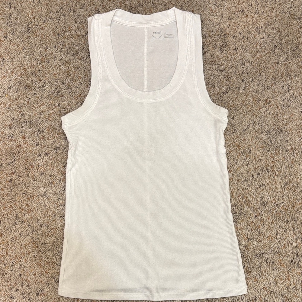 aerie White Ribbed Tank Top